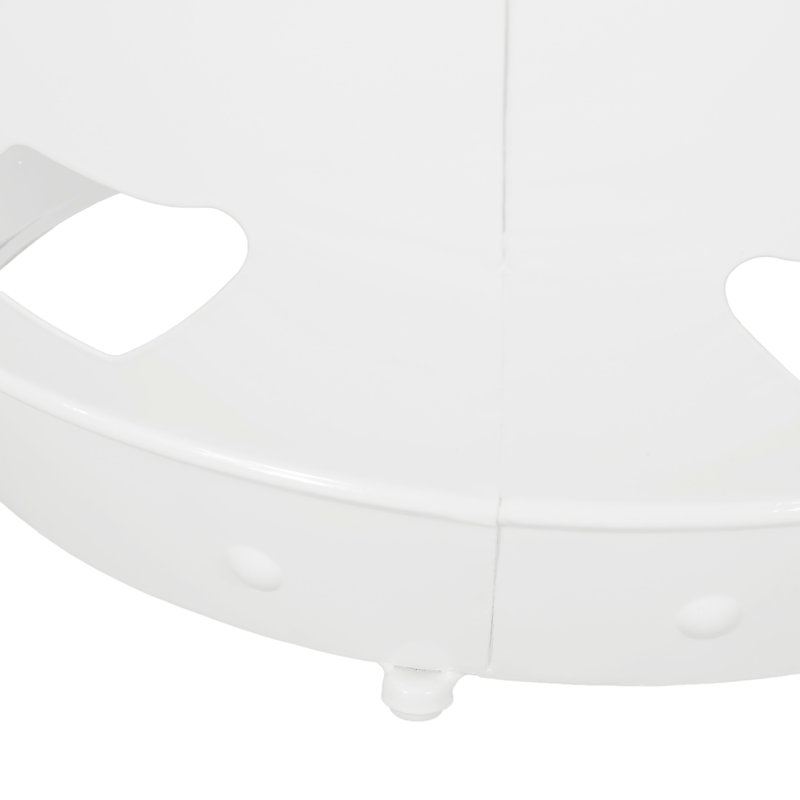 Chic White Iron Accent Table - Cut Design, & Ready To Use Side With Studded Trims No Assembly, 20.98" H x 16.55" W x 16.4" D