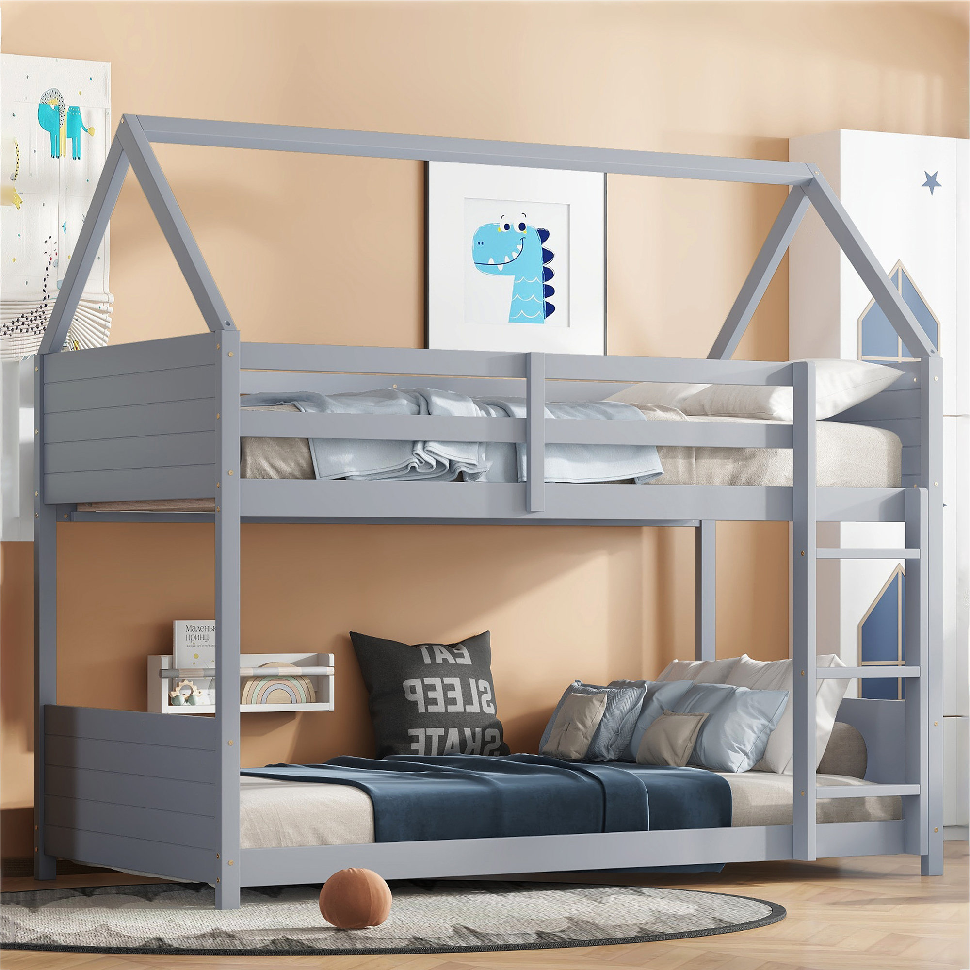 Harper Orchard Kids Twin Over Twin House Bunk Bed - Wayfair Canada