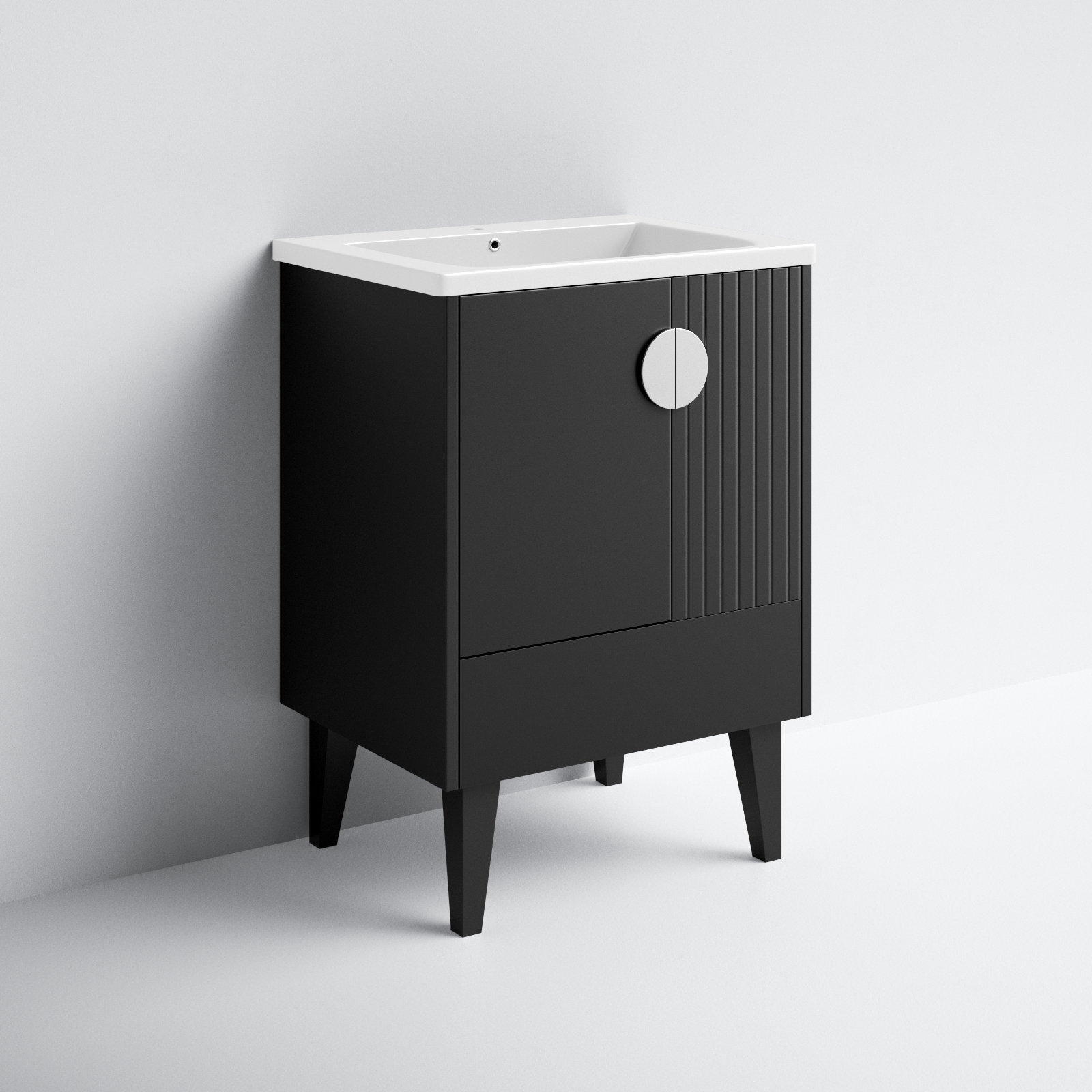 Saimah 24'' Single Bathroom Vanity, Black, Polished Chrome