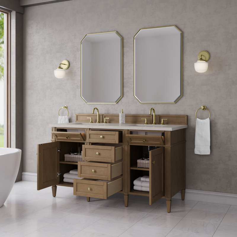 Brittany 60'' W Double Vanity, Pecan, Siberian