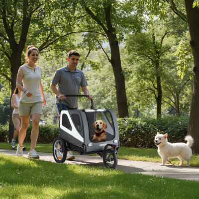 Dog Bike Trailer, Supports Up To 100 Lbs, Pet Cart Bicycle Carrier For Small And Large Dogs, Easy Folding Frame With Quick Release Wheel, Universal Bicycle Coupler, Reflector, Flag, Internal Leash