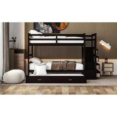 Lit superposé Twintwin avec espace organisé et structure solide - construction en bois massif avec rangement sécuritaire pour les chambres