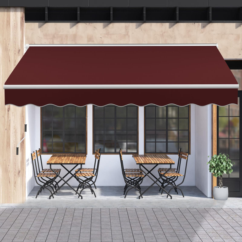 Auvent de terrasse rétractable 13,1 pi x 8,2 po Meetwarm, Rouge, H 63,6 po x l 157,2 po x P 98,4 po