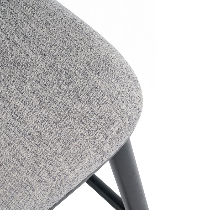 Tabouret de bar d'intérieur en bois, finition noire avec revêtement gris, ensemble de 2, Gris
