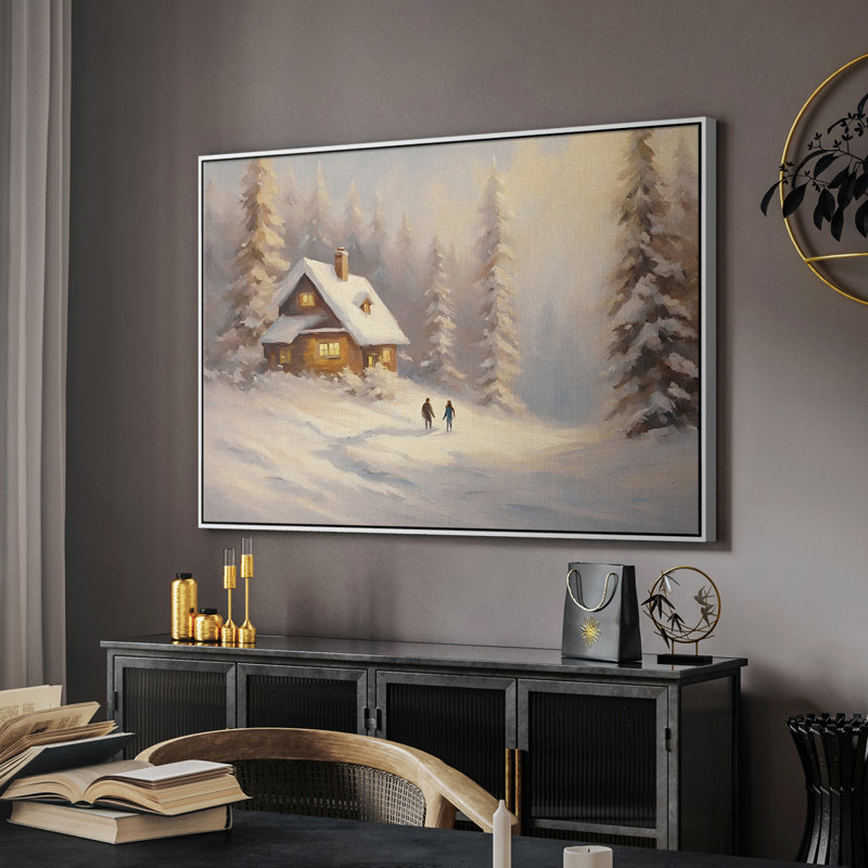 Paysage rétro CLCLII, H 17 po x l 25 po x P 2 po, Toile encadrée flottée blanche