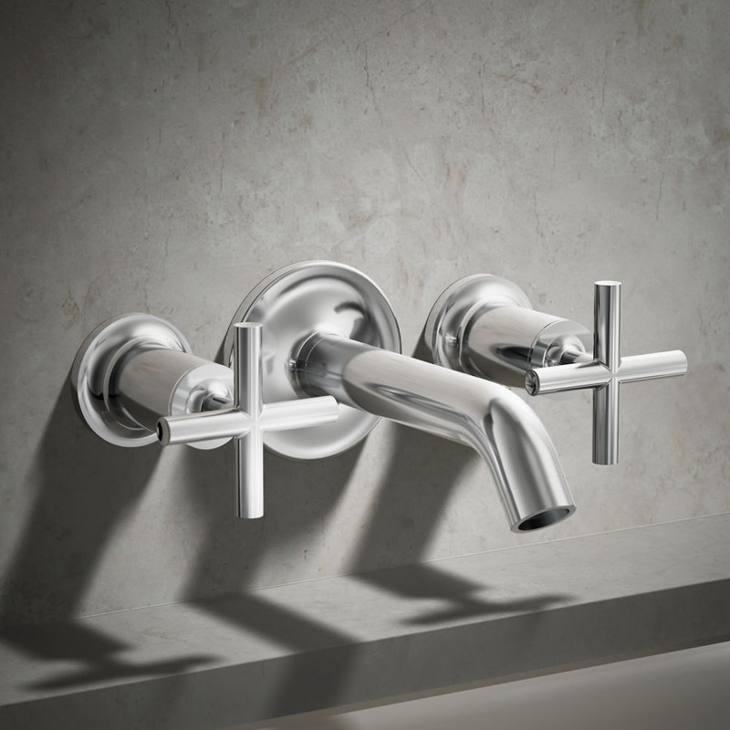 Purist® Deck- or Wall-Mount High-Flow Bath Valve Trim with Cross Handle, Polished Chrome