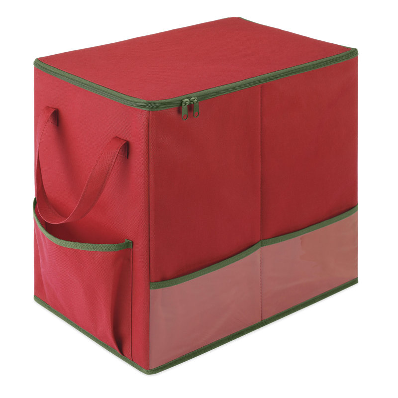 Organisateur de sac-cadeau à fermeture éclair Whitmor - rouge avec bordure verte
