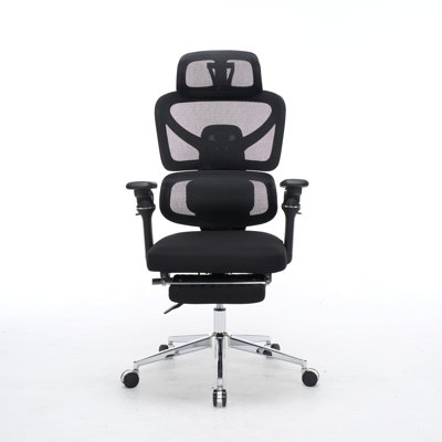 Fauteuil de bureau ergonomique avec support lombaire à massage, appui-tête 4D et accoudoirs 5D, dossier réglable haut et profondeur d'assise
