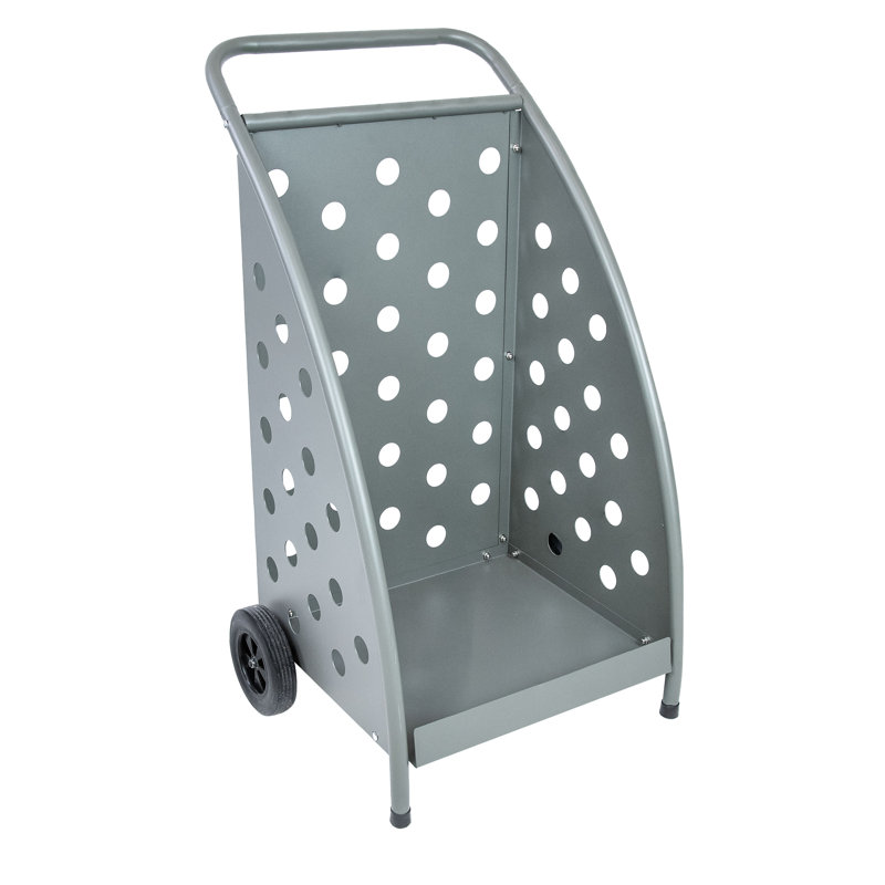 Chariot à bûches en bois thermolaqué sur roulettes, gris