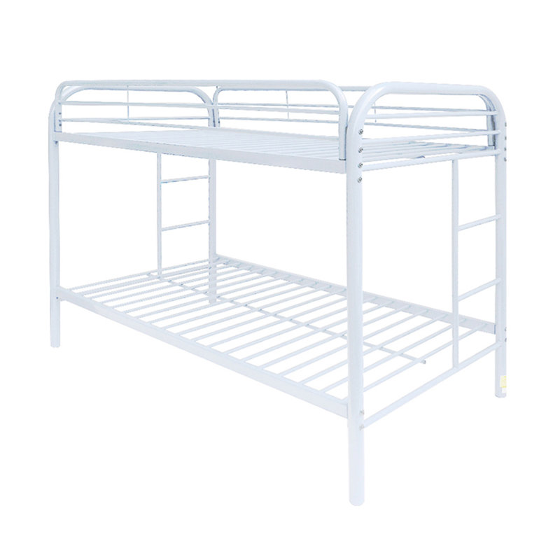Crediton Twin Bunk Bed with Side Ladders, White Powder Coating