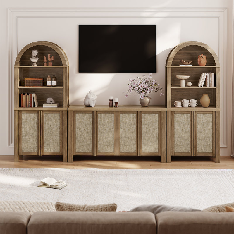 Retro Minimalism 3-piece Modular Tv Cabinet, Light Brown