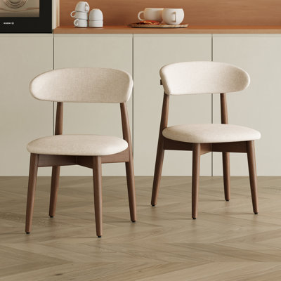 Modern Solid Wood Dining Chair With Upholstered Fabric Seat by Orren Ellis