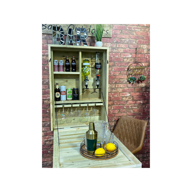 Kinsella 98cm Solid Wood Mini Bar