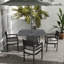 Table de salle à manger carrée noire en aluminium fritté avec trou pour parasol-198365469