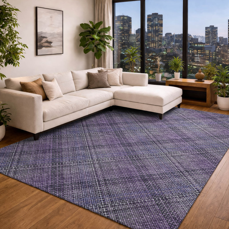 Tapis intérieur / extérieur lavable à la machine Chantille ACN2880, Prune, 9 pi x 12 pi