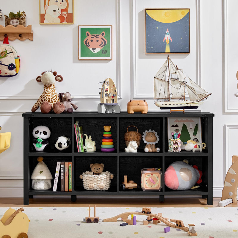 Bibliothèque de rangement Farmhouse, Noir, (2 tablettes) H 29,7 po x l 62 po x P 13,6 po