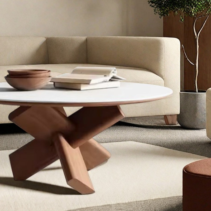 Table basse au design créatif rétro, H 15,35 po x L 23,62 po x l 23,62 po, Blanc