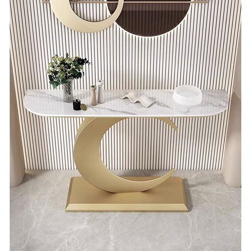 Canapé d'entrée glamour moderne en marbre blanc, 31.5" H x 47.24" W x 11.81" D