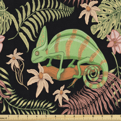 Philllip Chameleon Lizard and Wildflowers Fabric