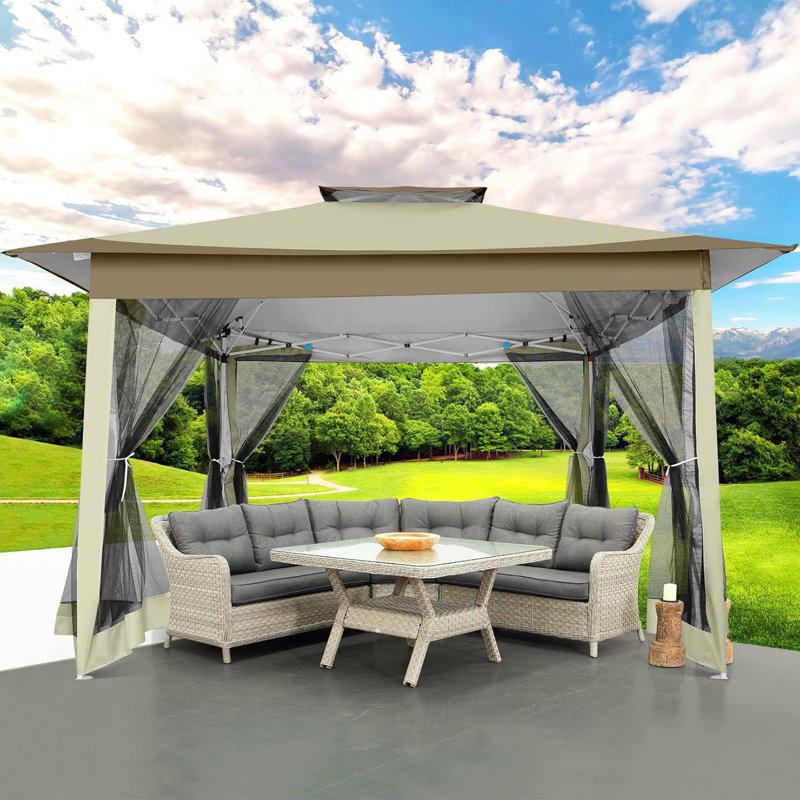 3.6m x 3.6m Steel Canopy, Khaki