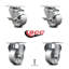 Ensemble de roulettes 3 pouces semi-pivotantes avec 2 freins 2 rigides SCC | SCC-20S314-SSS-TLB-2-R-2