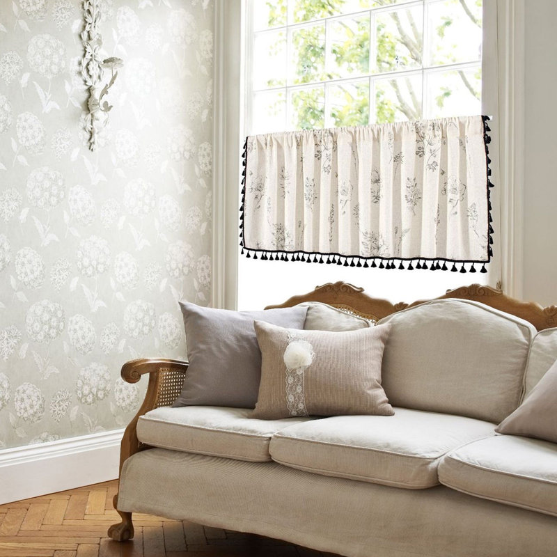 Kbndieu Valance Curtains for Kitchen - Window Light Blocking Short Rod Pocket Curtain Panels for Small Window Bathroom Basement