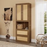 2 Doors Bookshelf With Usb Port And 3 Drawers, Side Cabinet