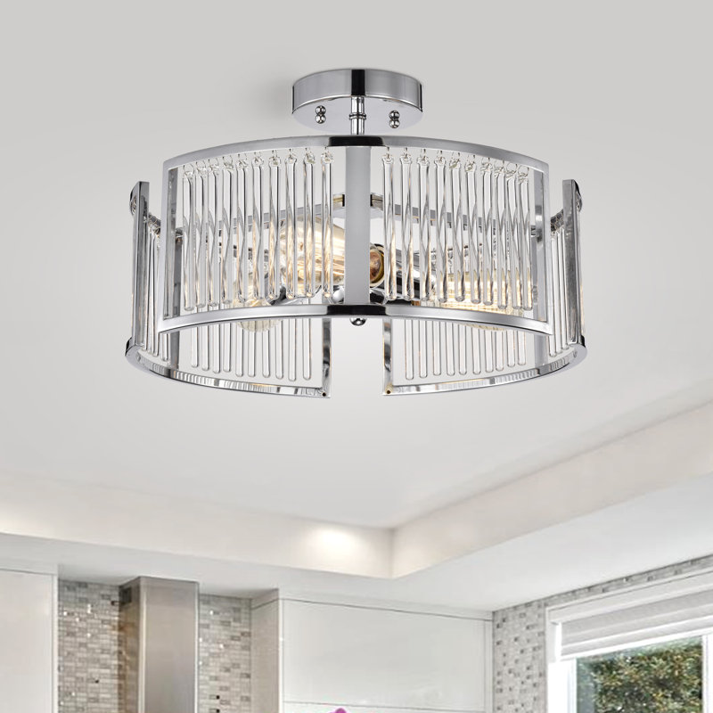Plafonnier semi-encastré 3 lumières 15,75 po VanHouten, Chrome