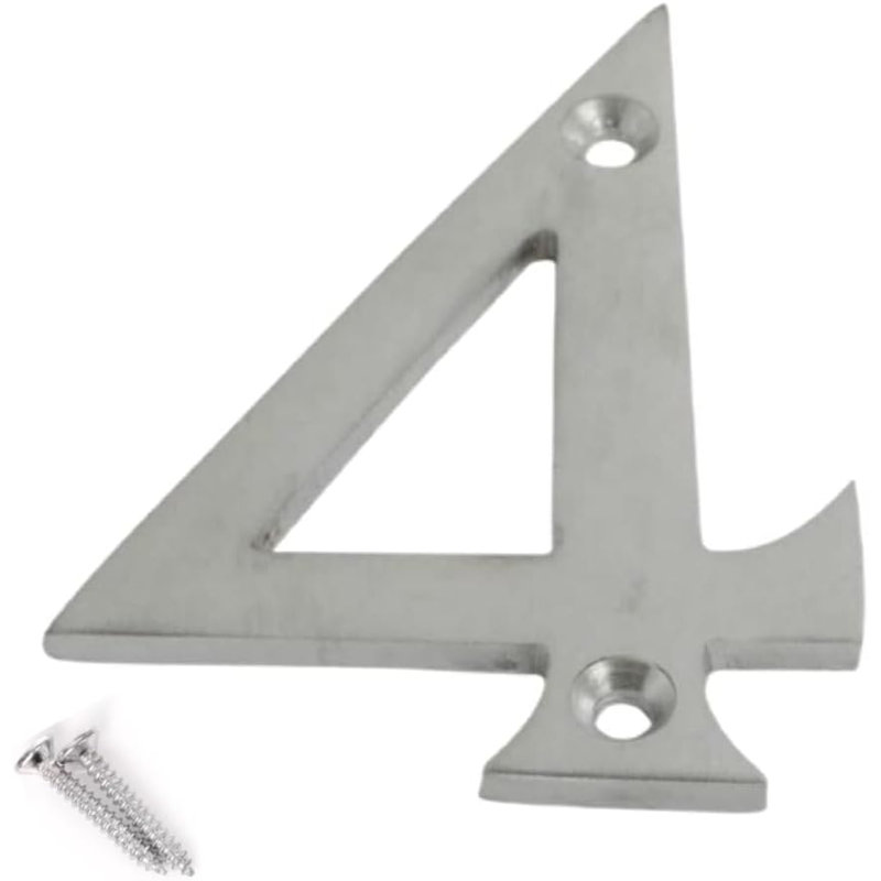Satin Chrome Door Numbers 3inch 7.5cm H Brass House Letters And Numbers, 4