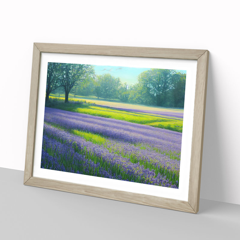 Exceptional Bluebell Field - Single Picture Frame Print, 46cm H x 64cm W x 2cm D, Oak