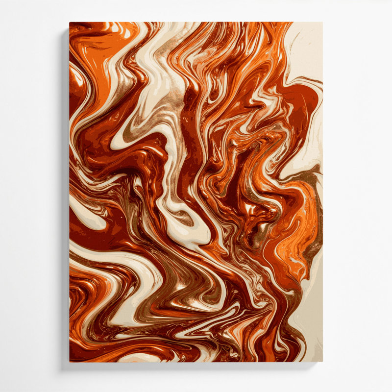Abstrait art fluide sur toile rouge 22, H 36 po x l 24 po