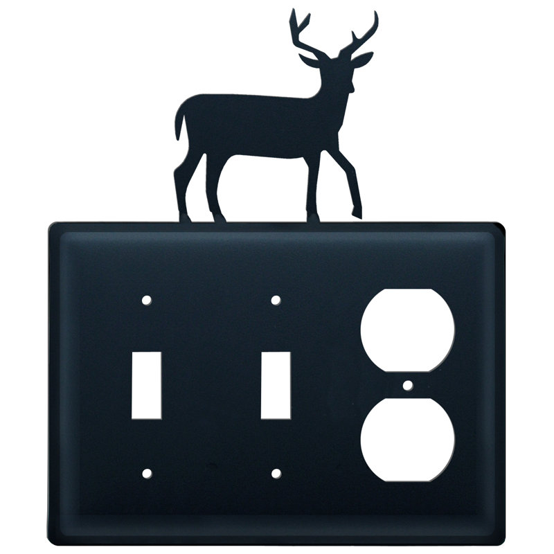Deer 3-Gang Duplex Outlet / Toggle Light Switch Combination Wall Plate