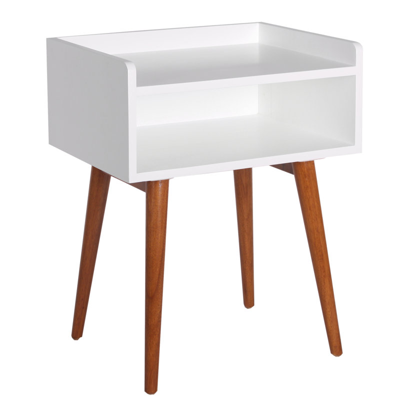 50.8cm W Solid Wood Bedside Table, White