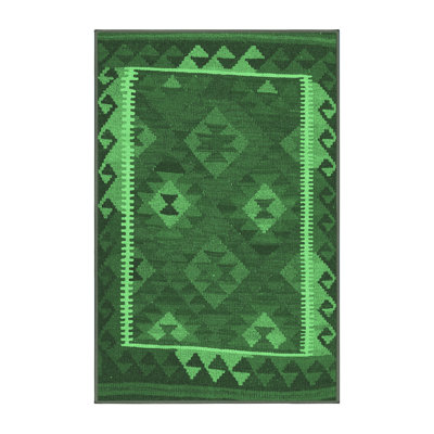 Tapis contemporains vert émeraude lavable à la machine 2528