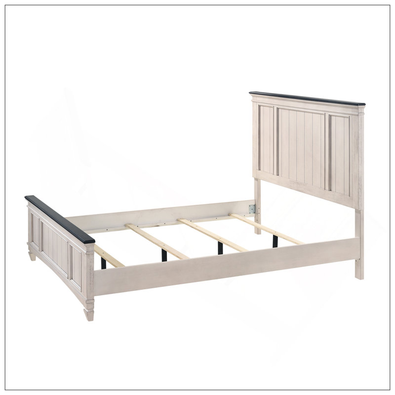 Meuble de chambre en bois massif en bois massif de 1 lit à panneau de finition brune de style très rustique avec pied de lit 1pc
