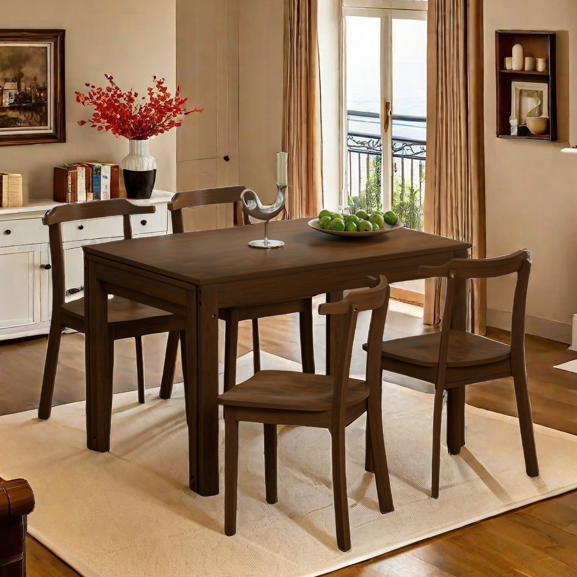 Red Barrel Studio® 5-piece Extendable Dining Table Set Included Table ...