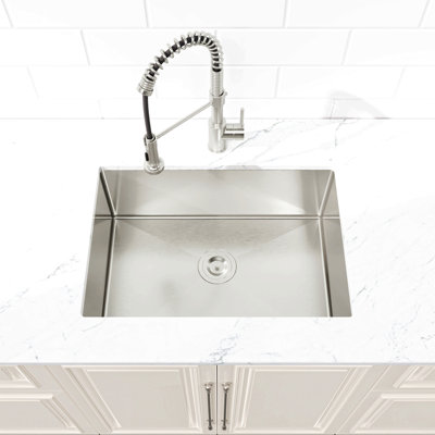 Stainless Steel Kitchen Sink, Single Bowl, Undermount Handmade Sink In Brushed Nickel, With Us Standard Drain And Hook
