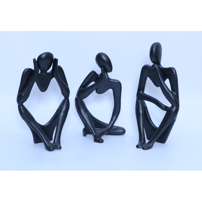 Avruch Decor Metal Set Of 3 Men With Different Sentiments Object, Black, 28.5cm H x 16.5cm W x 10.1cm D