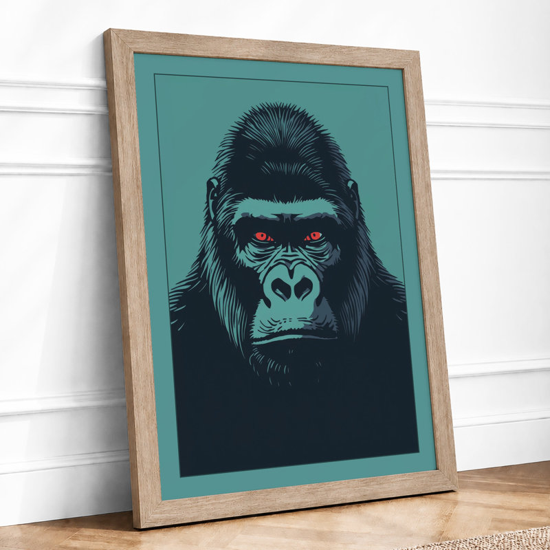 Gorilla's Gaze Modern - Framed Print, Oak, A3 - 42.0 x 29.7 cm