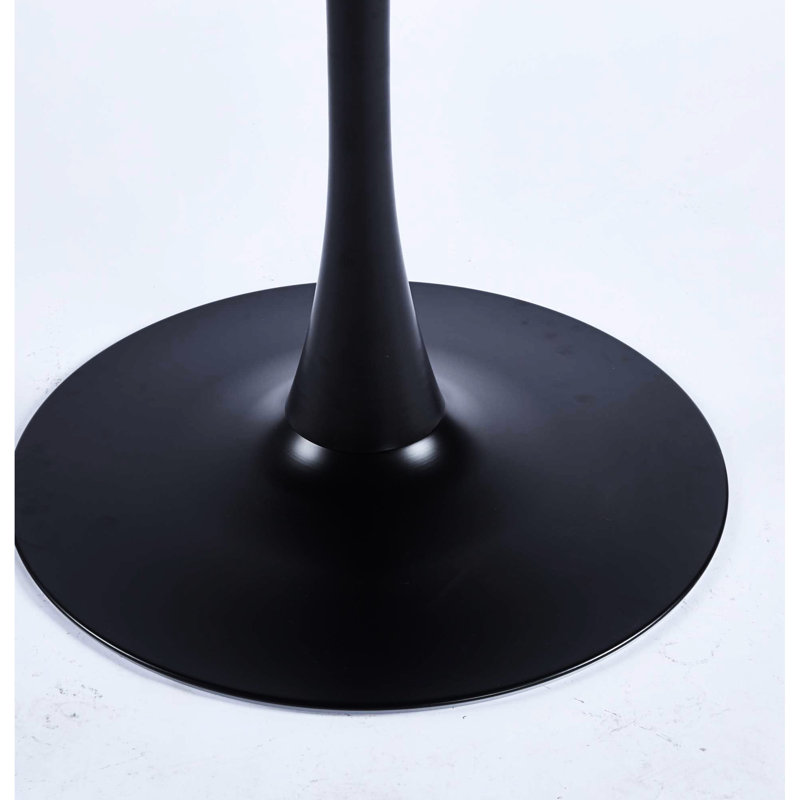 Table de 42,1 po noir mat pour 4 à 6 personnes, plateau avec pieds robustes en métal, pour une expérience de salle à manger ronde et lisse