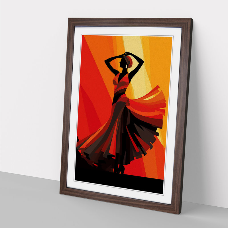 Flamenco dancer Art Deco - Framed Print, Walnut, 46cm H x 34cm W x 2cm D