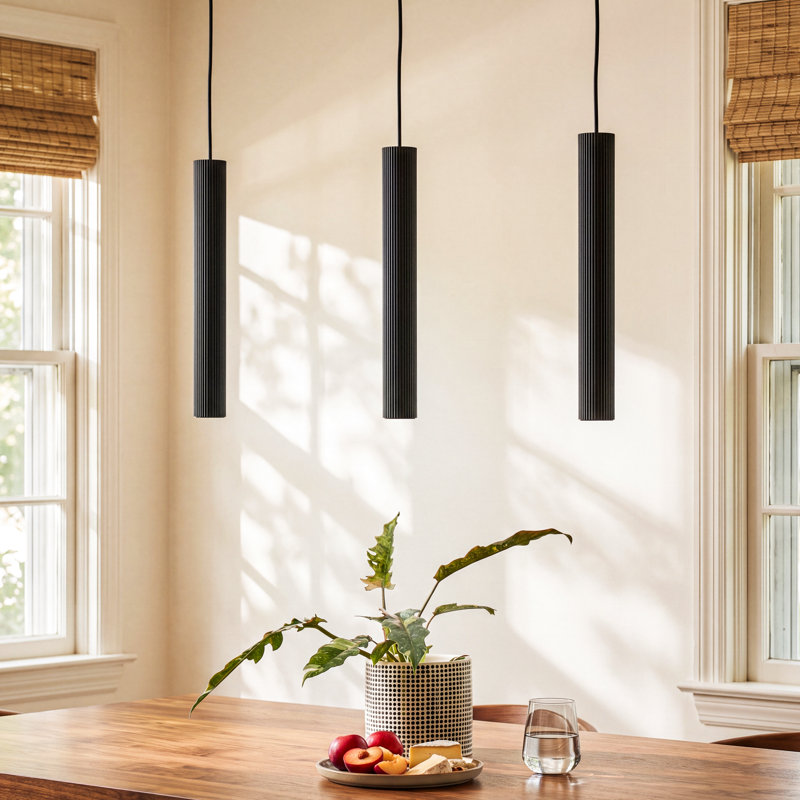 Carpi 1 - Light Gold Cylinder Pendant, Black