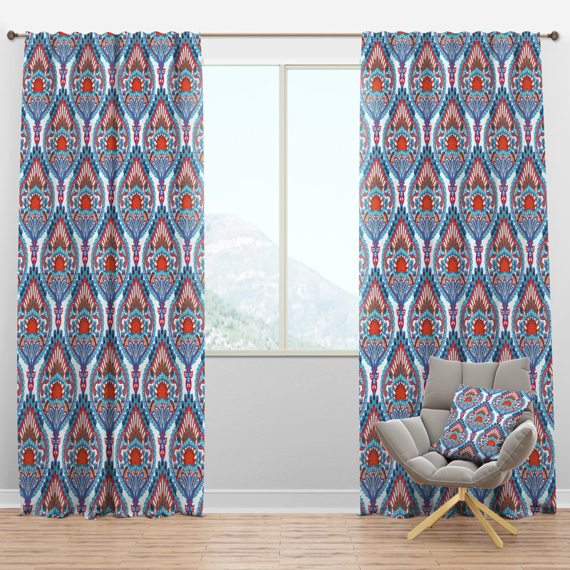 Panneau de rideau simple semi-diaphane avec passe-tringle Damask, l 52 po x L 120 po