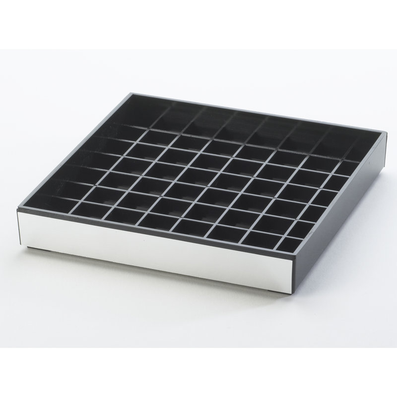 Plateau d'égouttement carré argent et noir, H 1 po x l 6 po x P 6 po