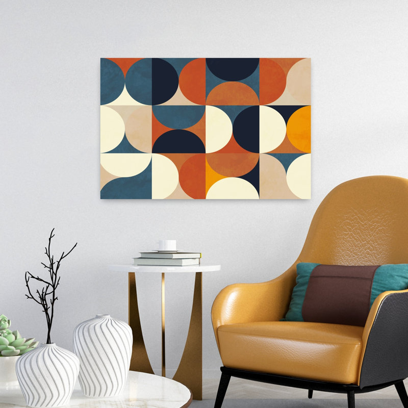 Art contemporain abstrait géométrique coloré, H 16 po x l 24 po