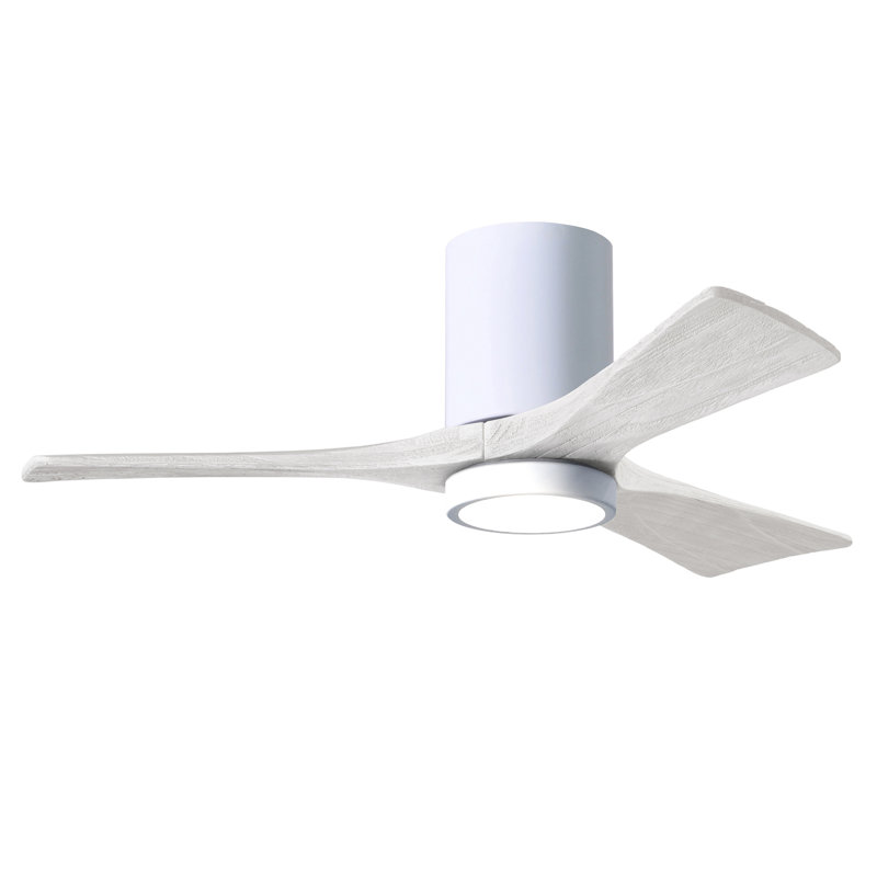 Olivier à 3 pales DEL standard avec ventilateur de plafond et ensemble d'éclairage inclus, Blanc brillant, Blanc mat, 42"