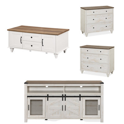 4 Piece Farmhouse Coffee Table Set
