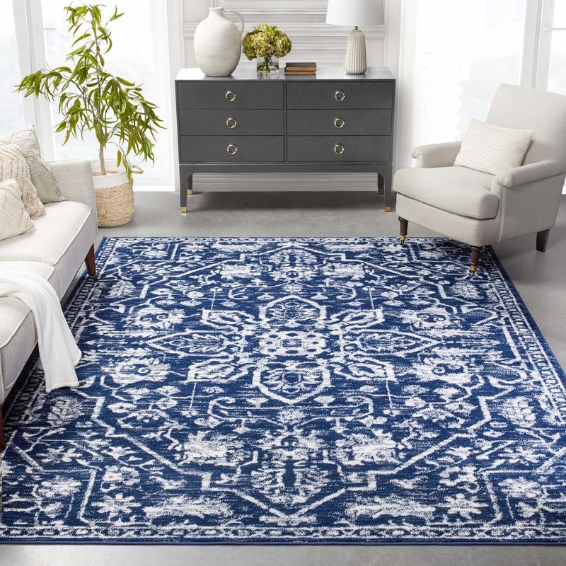 Tapis bleu foncé rétro Dazzle, Rectangle 5 pi 3 po x 7 pi 3 po
