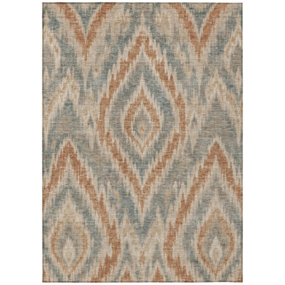 Machine Washable Indoor/Outdoor Ceajay ACN3071 Ikat Rug