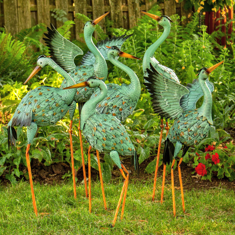 Ensemble de statue 6 pièces assorties de fer assortis herons Eva